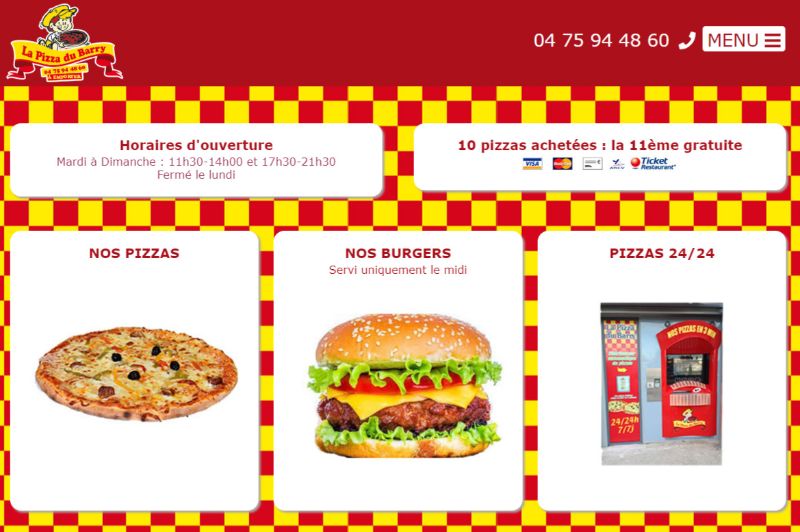 Site web de la pizzéria du Barry